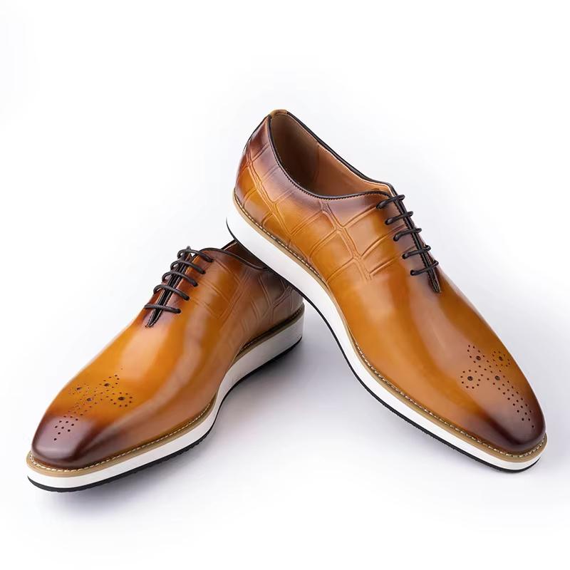 Fashion Business Leisure Men Shoes Genuine Leather Handmade Casual Style Fashional Comfortable Office Dress Man Shoe Lace Up Brogue Shoe
