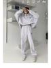 Women's 2024 Autumn/Winter Fleece-Lined Sweatshirt & Sweatpants Set - Fashionable Casual Two-Piece for Running or Sports