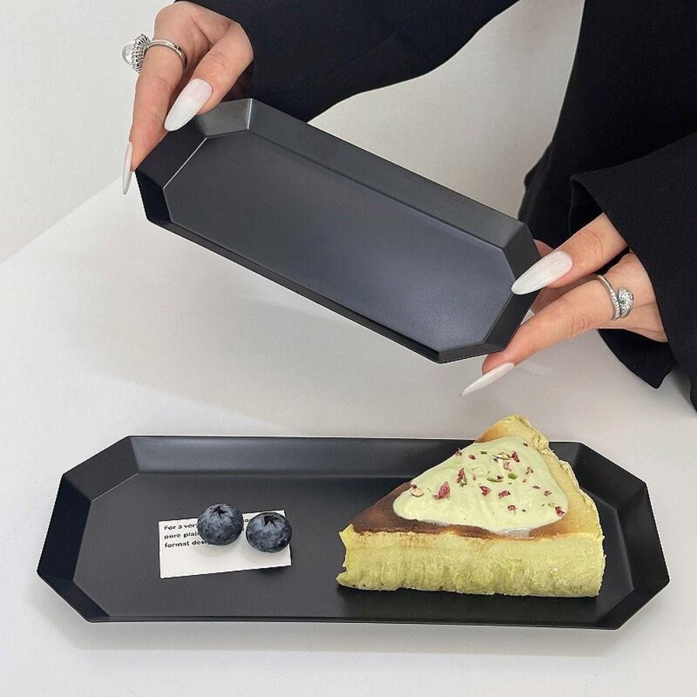 INS Octagonal Jewelry Tray Save Space Stainless Steel Salad Serving Plate Vintage Stylish Condiment Serving Tray
