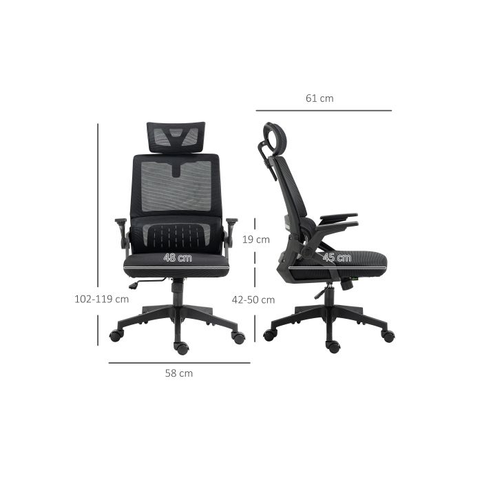 Bürostuhl - MUVOE - Höhenverstellbar - Kopfstütze - Armlehnen - Netzrückenlehne