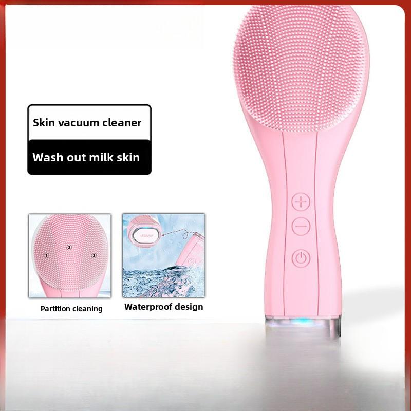 Pore Cleaning Face Washing Beauty Instrument Ultrasonic Vibration Silicone Face Cleanser Electric Face Washing Brush Face Washing Instrument