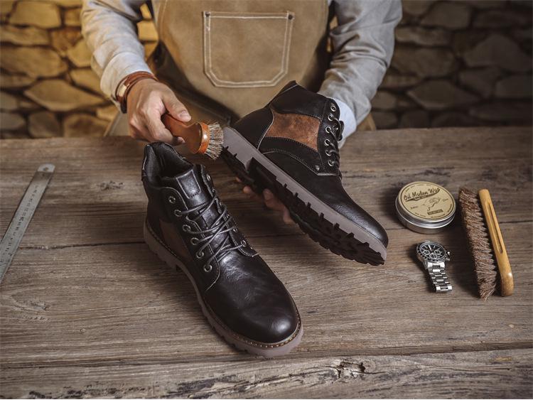 Men's Cross-Border Large Leather Boots, Fall/Winter Fashion Mid-Cut High-Top British Martin Boots, US Sizes.