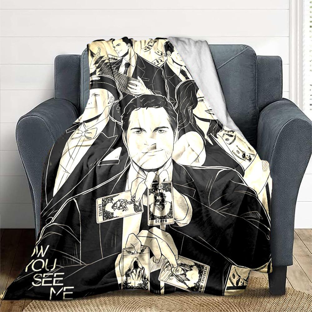 1pc Now You See Me Flannel Throw Blanket - HD Printed Lightweight Soft Warm All-Season Blanket for Sofa, Bed, Travel, Camping 082