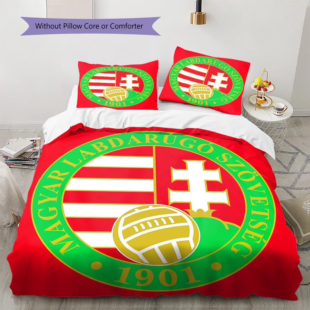 Hungary National Football Team  Pattern Bedding Quilt Set  Home Decoration  Gift (1 * duvet cover + 2 * pillowcase  without core)