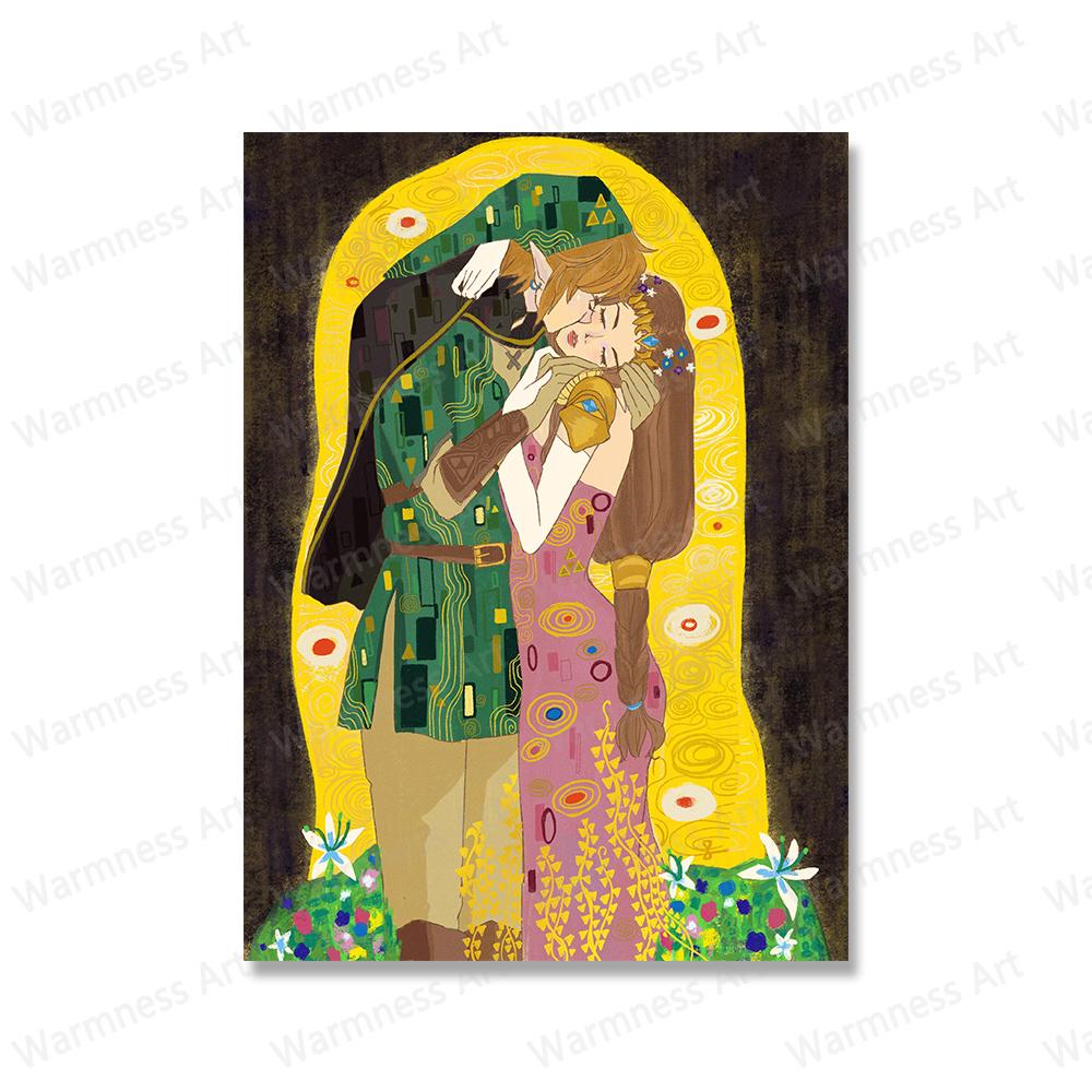 

Классический художник Климт, вдохновленный картиной «Поцелуй» на холсте, знаменитые постеры и принты, настенная художественная картина для гостиной, домашний декор 40x60cm No Framed белый