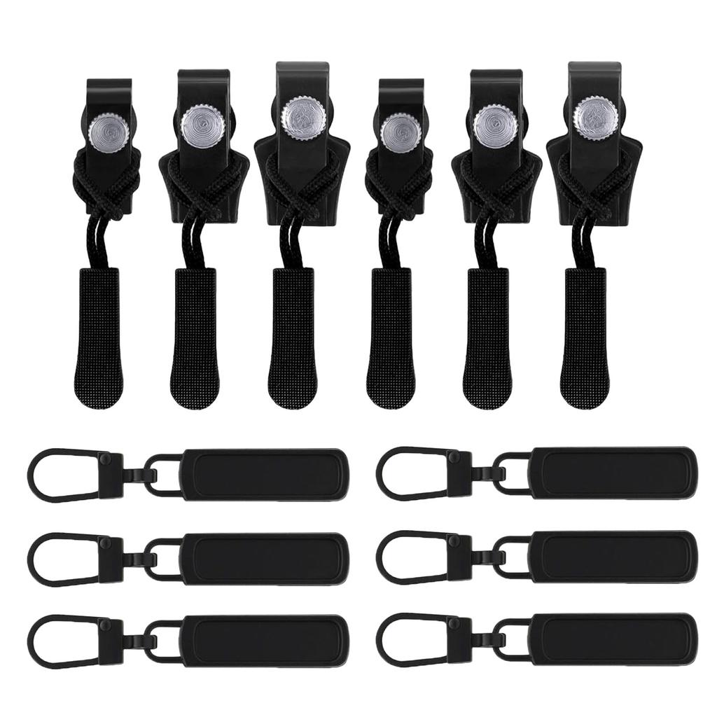 12 Pieces/Set Replacement Zippers Set Quick Instant Zippers Pullers 3 Size Zippers Repair Kits Zippers Replacement Part