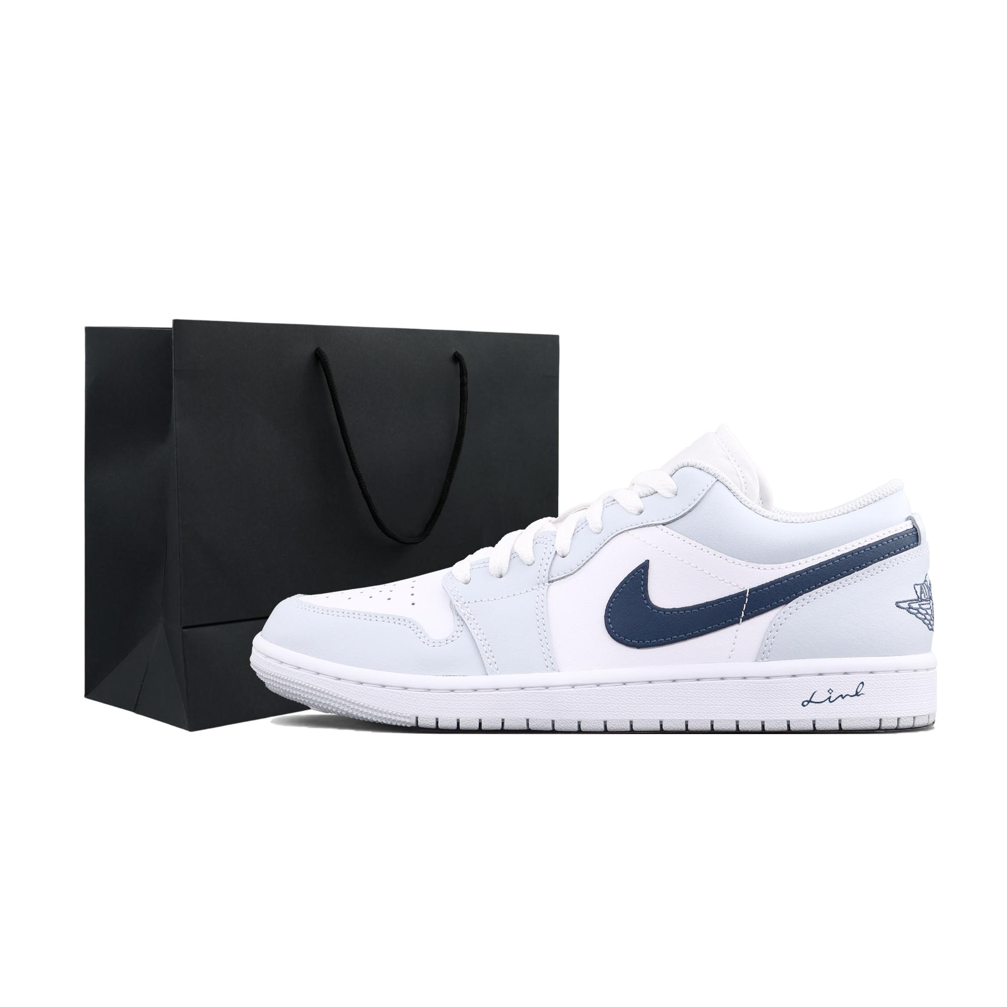 

Jordan Air Jordan 1 White Blue Low top Vintage Basketball Shoes Men s Carolina Blue 553558-146(Team2267- ) 44