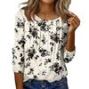 Women's Round Neck Pull Stripe Decorative Button Top Casual Solid Color 3/4 Sleeve T Shirt