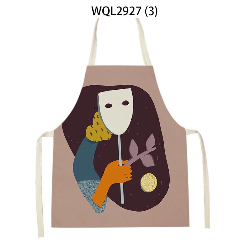 Abstract Plants Kitchen Aprons Home Cooking Sleeveless Aprons Baking Accessories Flowers Pattern Waist Bibs Antifouling Apron