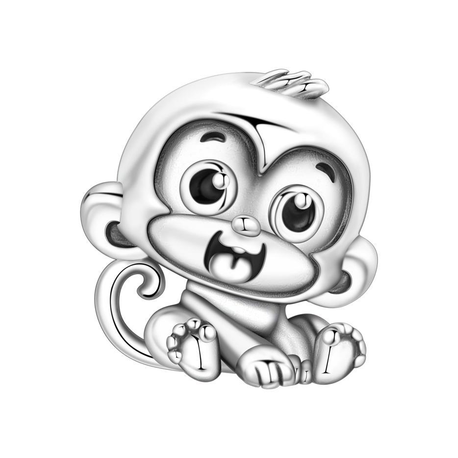 S925 Silver Cute Animal Panda Raccoon Koala Elephant Beaded Bracelet DIY Jewelry Charm Beads Accessories