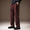 High-end soft waxy chenille twill American heavy casual pants men's autumn straight warm loose wide-leg sweatpants men