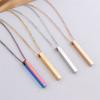 Minimalist Luxe Pierced Square Bar Pendant Glossy Textured Long Necklace