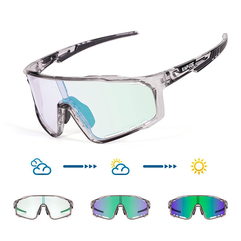 Kapvoe Color Photochromic Cycling Glasses MTB Sunglasses for Men Women Sport Speed Mountain Bike Bicycle Cycl Eyewear Goggle