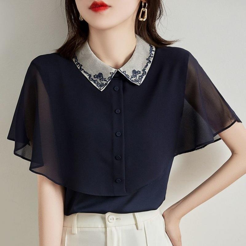 

YYFS женские модные повседневные летние и весенние однотонные рубашки-поло с коротким рукавом и принтом, блузки и рубашки XXXL