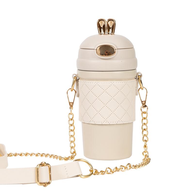 

Stainless Steel 304 Bouncing Cover Vacuum Flask, Coffee Thermos Mug, Creative Girls Straw Thermos Cup, Water Bottle 401-500ml белый