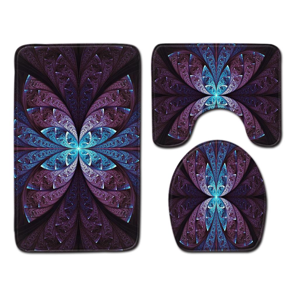 Cool Pattern Bathroom Floor Mat Toilet Three-Piece Set