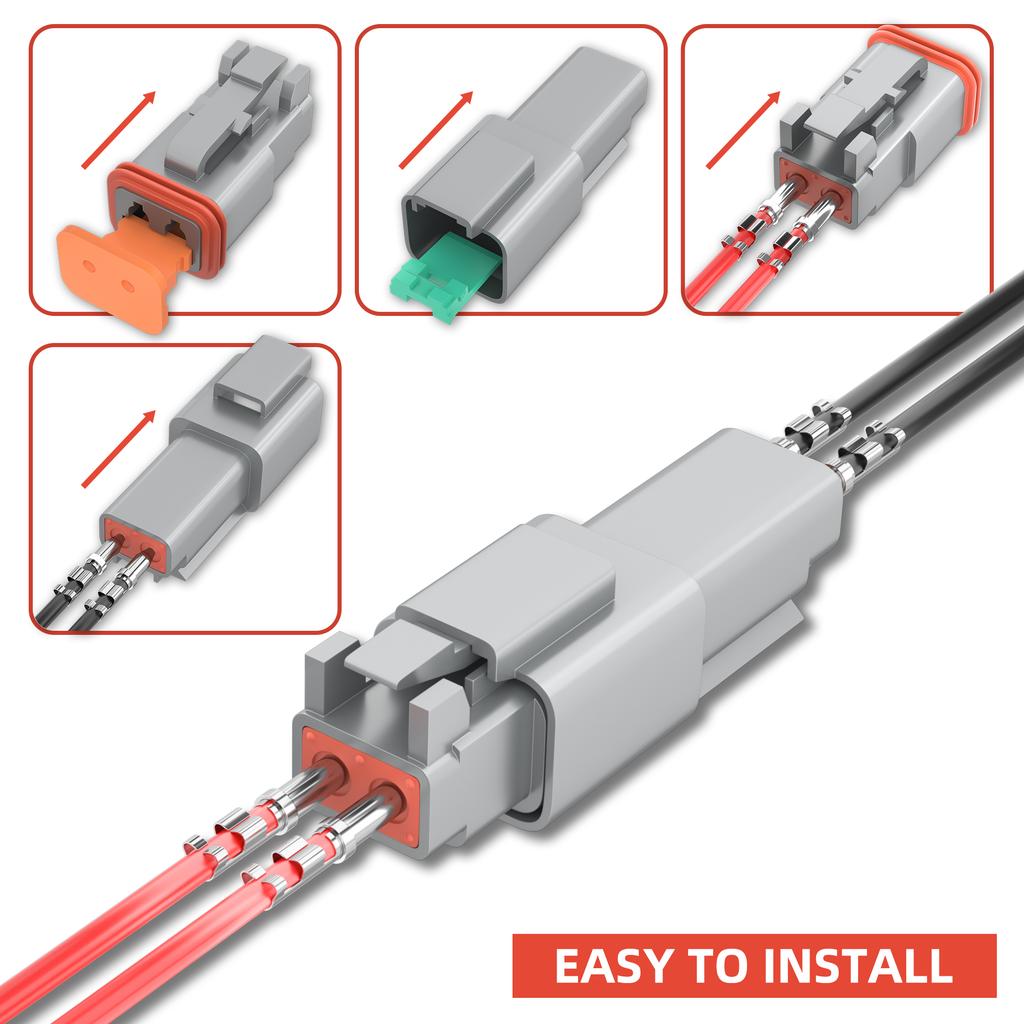 6 Sets Deutsch 2 Pin DT Connector DT04-2P DT06-2S Gray Waterproof Electrical Wire Connector with Solid Contacts 14-20AWG