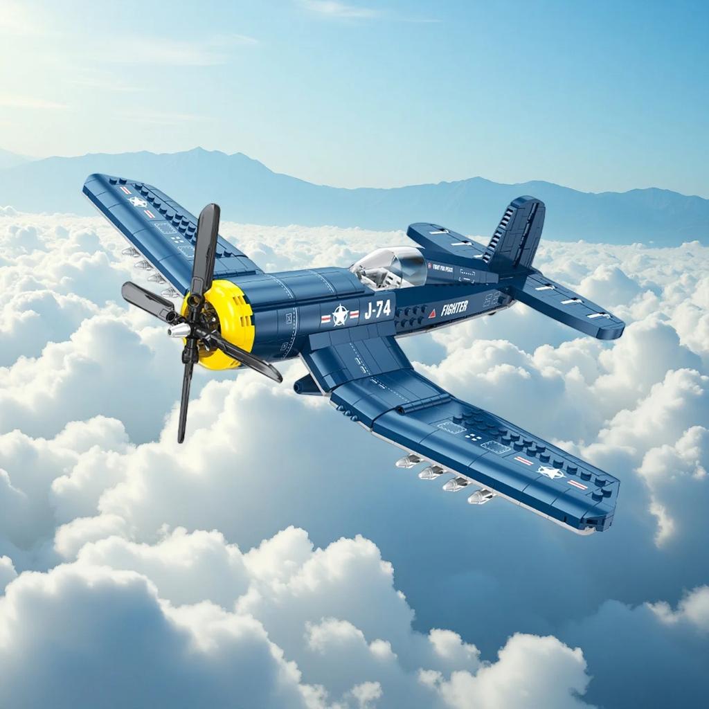 KNEW BUILT Helicopter Fighter Jet Building Block Toys-Boys' Favorite Plane DIY Puzzle FunHoliday Gifts for KidBirthday Party