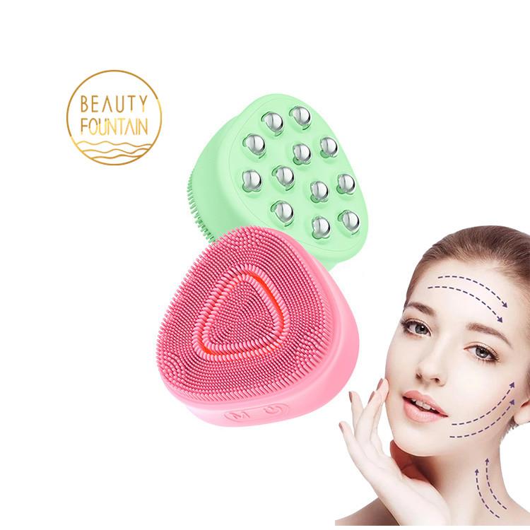 OEM Mini Skin Wash Brush Electric Silicone Face Scrubber EMS Facial Lifting Face Ball Roller Massager Facial Cleansing Brush Usb Recharge