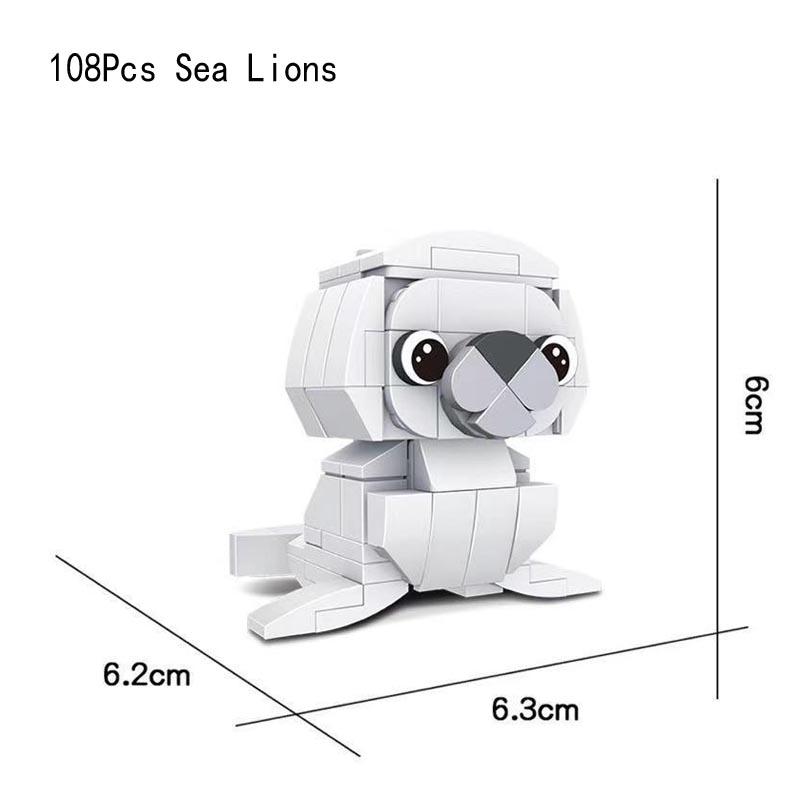 Creative Animal Koala Dog Kookaburra Penguin Flamingo Collie Sea Lions Raccoon Mini Figures Building Bricks Kid Block Toys