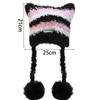 Handmade Japan Designer Pentagram Wool Beanie Hat Ladies Autumn Spring Warm Cat Ear Knit Stripe Beanie Cap with Pompom