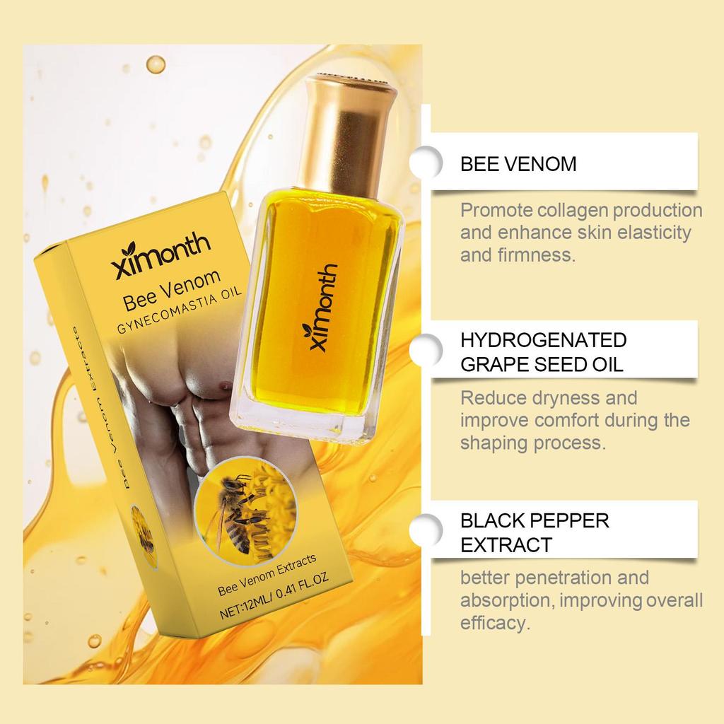 Ximonth Bee Venom Male Chest Oil Men's Chest Firming Contouring Skin Nourishing Massage Treatment