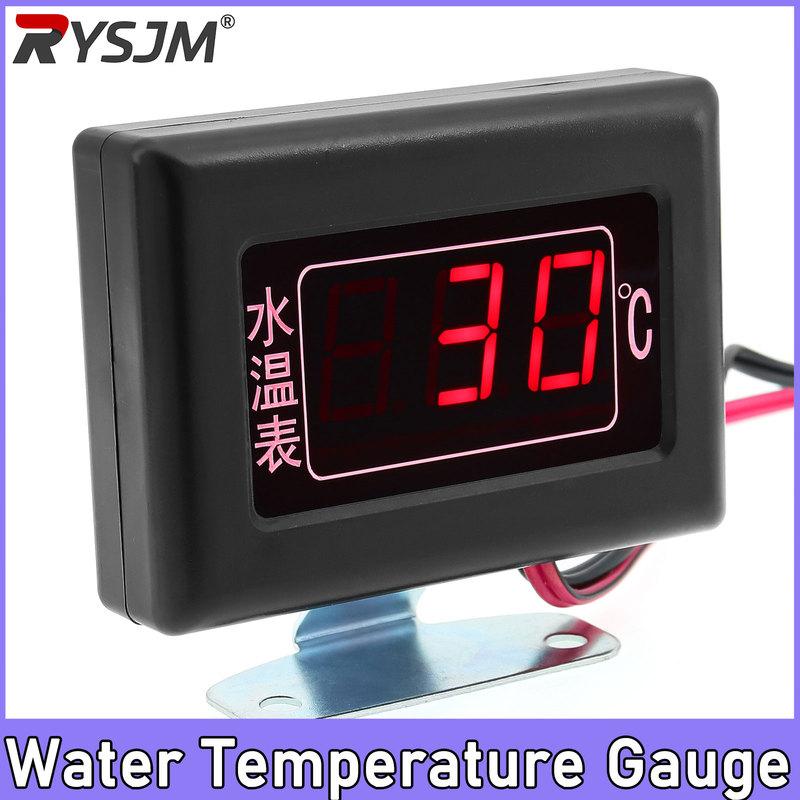 Digital LED Water Temperature Gauge Meter for Car 0-120 Celsius Degree +1/8NPT Water Temp Sensor 10mm with Alarm 12V 24V