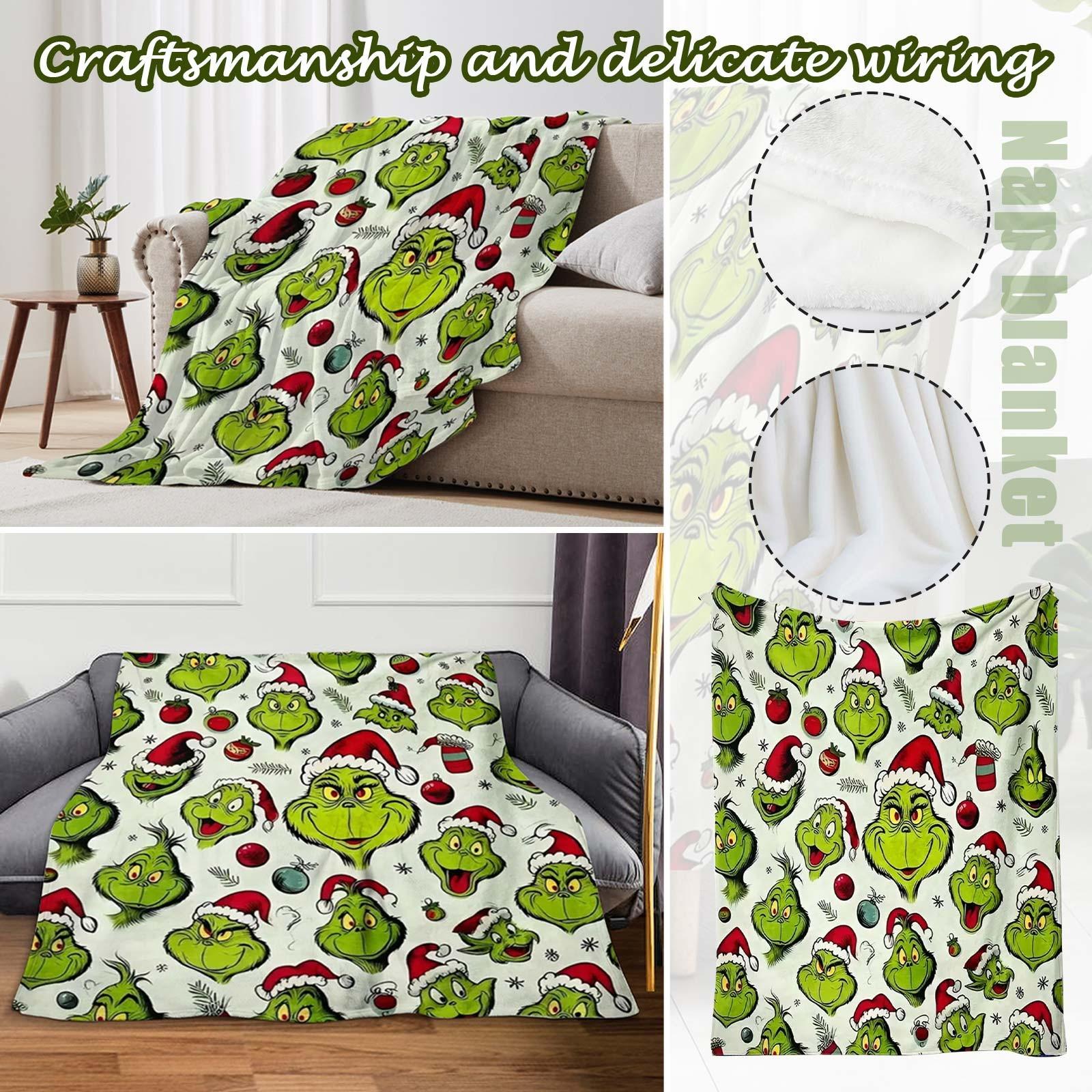 

70x100cm Cute Christmas Printed Blanket, Flannel Sofa Blanket, Conditioning Blanket One Size зелёный