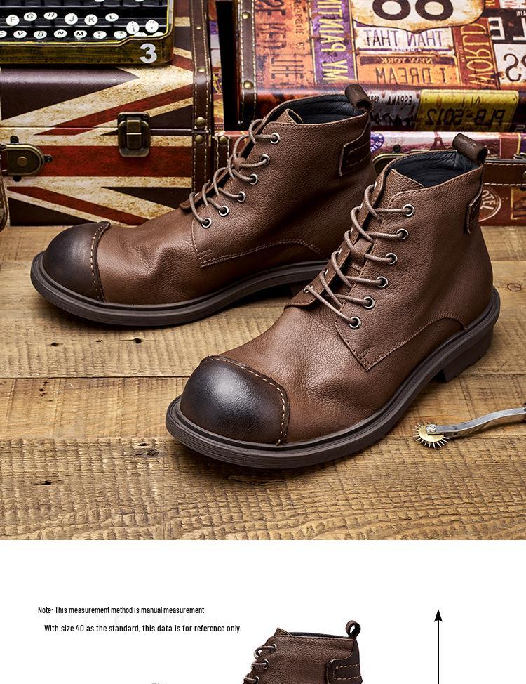 Martin Herren Echtleder Retro High-Top Knöchelboots mit japanischem Patchwork