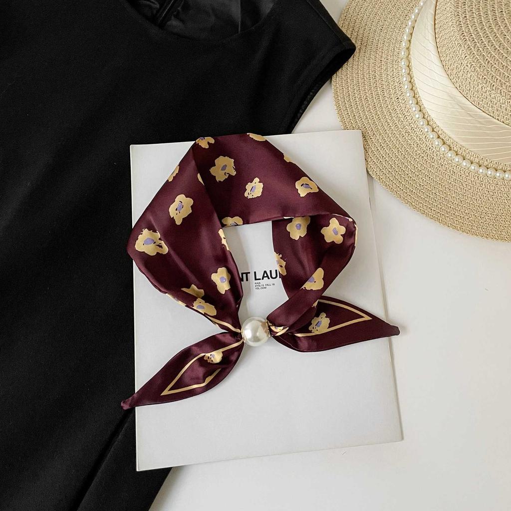 Summer High-grade Magnetic Suction Small Silk Scarf Versatile Anti-sun Scarf Satin Silk Scarf Long Strip Foreign-style Butterfly Scarf Female