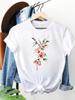 (Asian Size) Clothing Women Fashion Print Lovely Flower 90s Short Sleeve Tee Top Female T Shirt Woman Graphic T-shirts