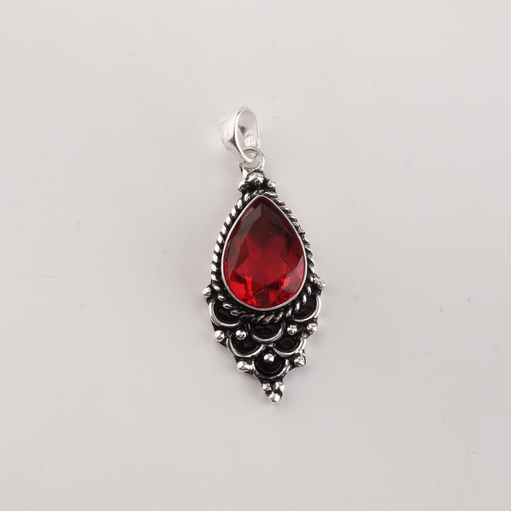 Pink Rubellite Gemstone 925 Solid Silver Handcrafted Women Pendant 1.5" For Birthday Gift PP-70-15