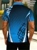 Men'S Outdoor Polo Shirt, Modern Abstract Gradient Blue Design, Polyester Material, Mixed Colors Available, Multiple Sizes, Dynamic Urban Style,
