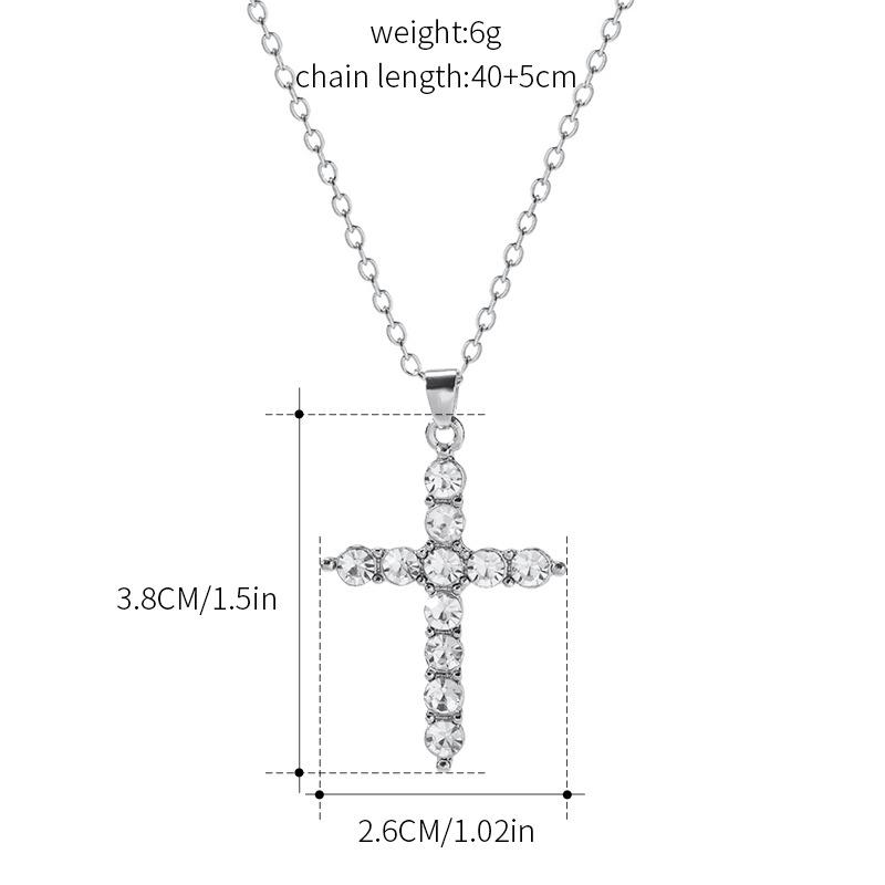 

Diamond cross necklace sweater chain accessory accessories personality alloy simple luxury pendant for women