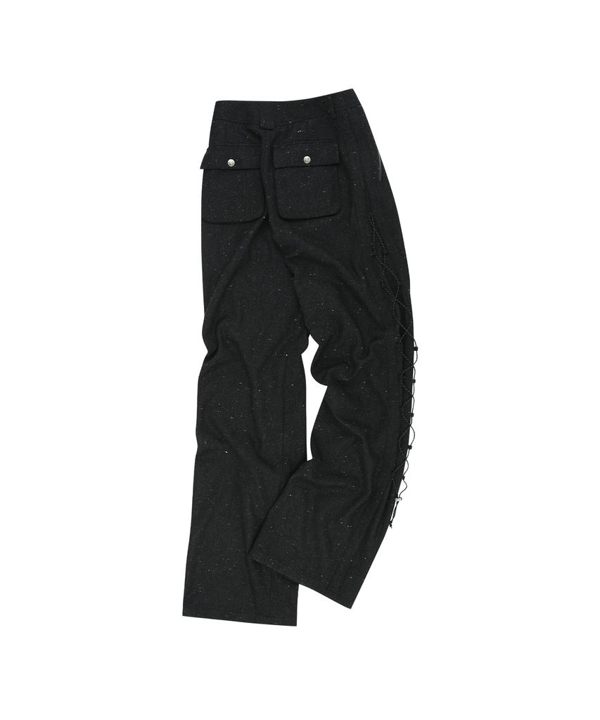 ADSB ANDERSSON BELL Knap Wool Lace-Up Wide Pants Apa769W(Black)