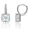 Elegant Silver Color Square Ethnic Crystal Dangle Earrings For Fashionable Women