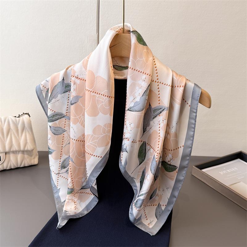 Printed Imitation Silk, Small Fragrant Silk Scarf, Square Scarf, High-End Shawl, Versatile Neck, Small Square Scarf, Headscarf, Women'S Scarf.
