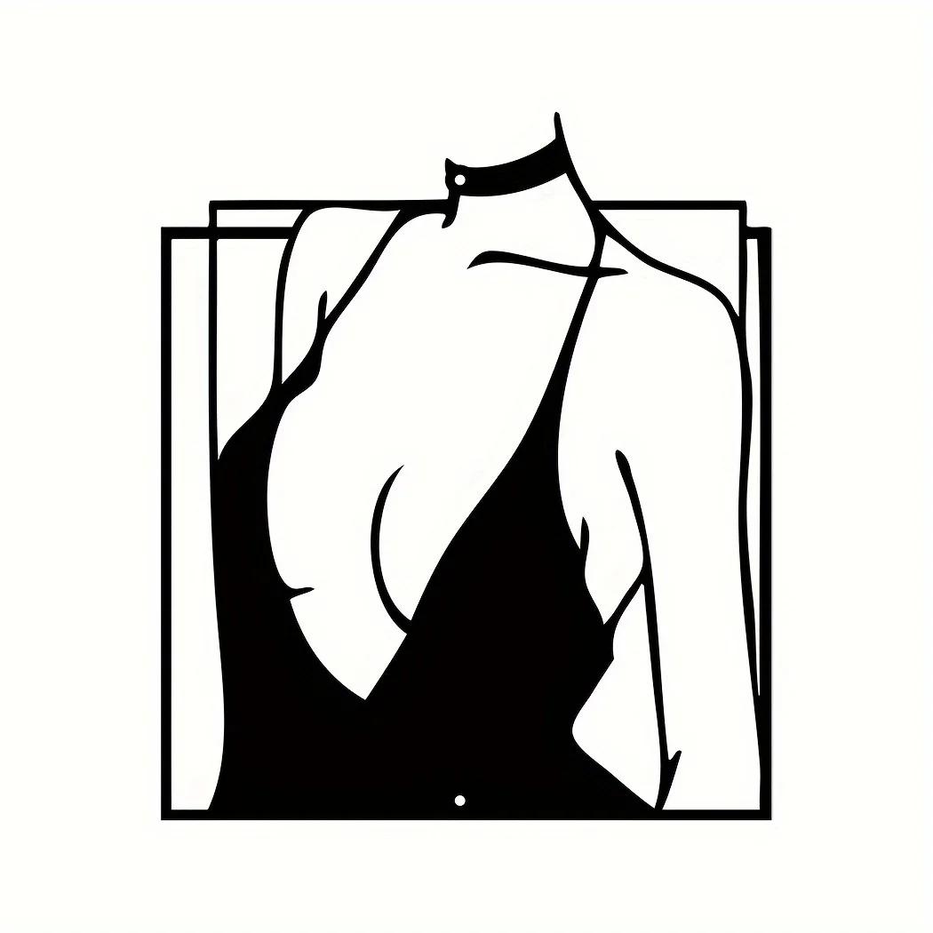 

1 шт. Женский настенный знак, минималистский линейный художественный металлический настенный декор, эстетический абстрактный орнамент, стильное подвесное украшение чёрный