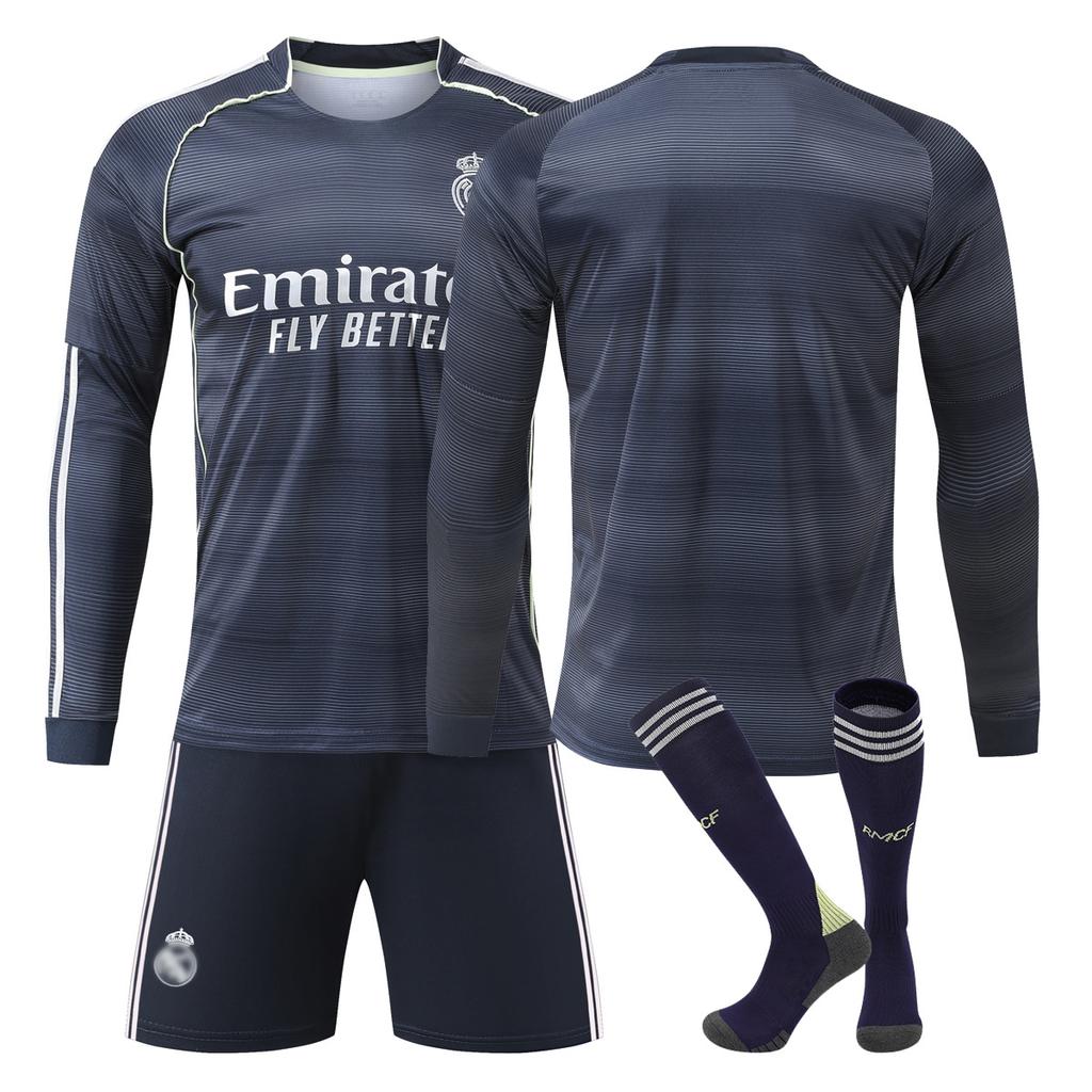Maglie da Calcio a Manica Lunga Maglie Casa e Trasferta Real Madrid Adulti Bambini