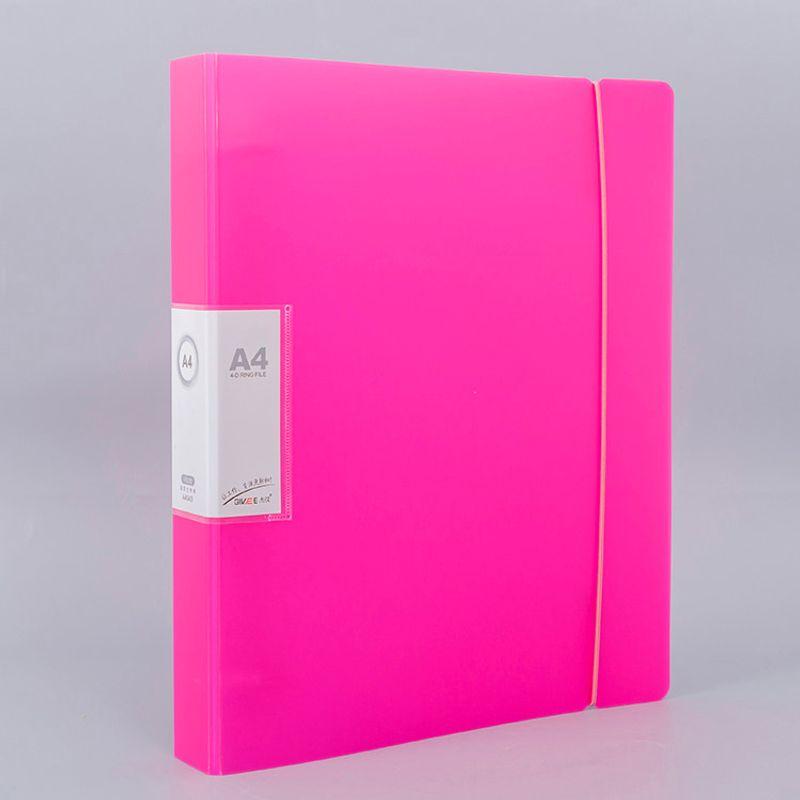 Transparent Color Info Booklet Insert Bag Storage Punch Folder A4-4 Hole Transparent Red (Excluding Inner Pages)