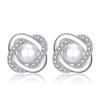 Qiaolanxuan Silver Needle Zircon Pearl Earrings Fashion Women's Jewelry