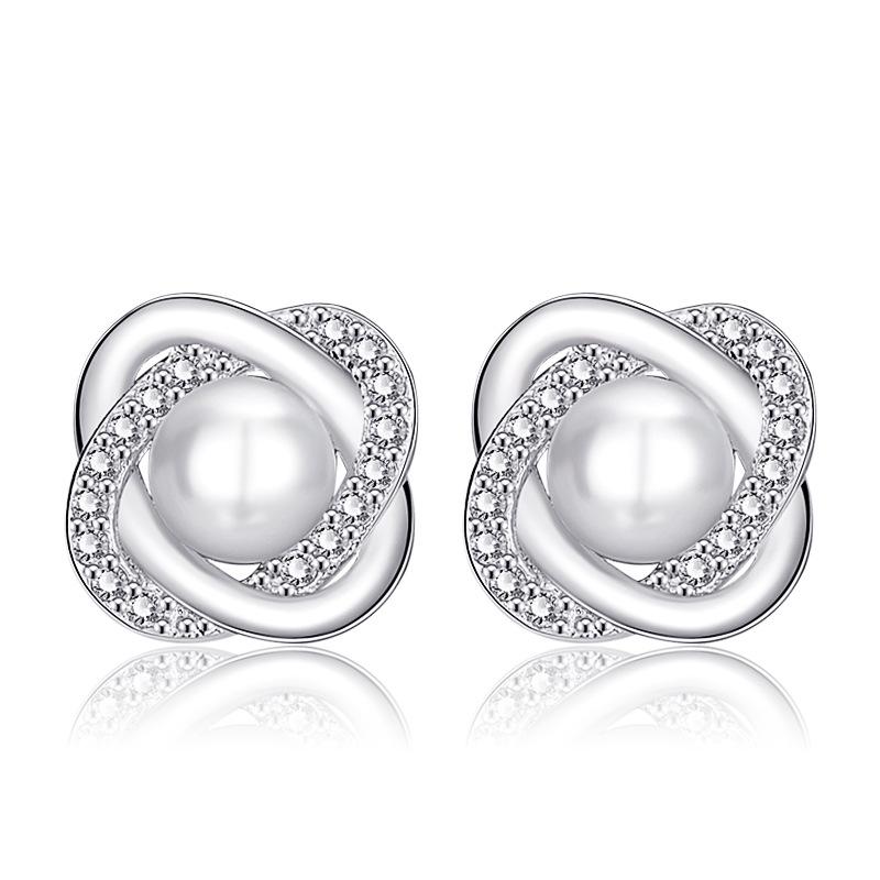 Qiaolanxuan Silver Needle Zircon Pearl Earrings Fashion Women's Jewelry