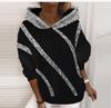 Glitter Printed Loose Hooded Sweatshirt for Women