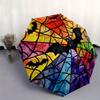 Bunte Fledermaus Buntglas Fensteraufkleber für Halloween DekorationenRegenschirm, Tragbarer 3-fach Kompakter Regenschirm, Weihnachtsgeschenk ES595