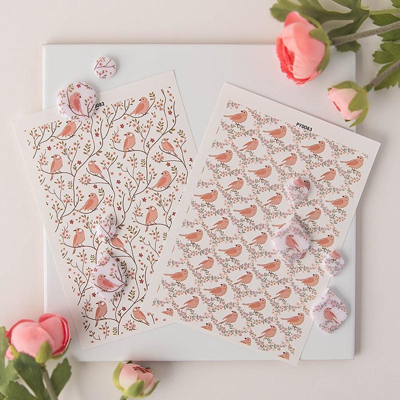 Early Spring Soft Ceramic Earrings Water Transfer Paper Flower Bird Pattern Clay Special Water Soluble Sticker DIY Handmade Tool