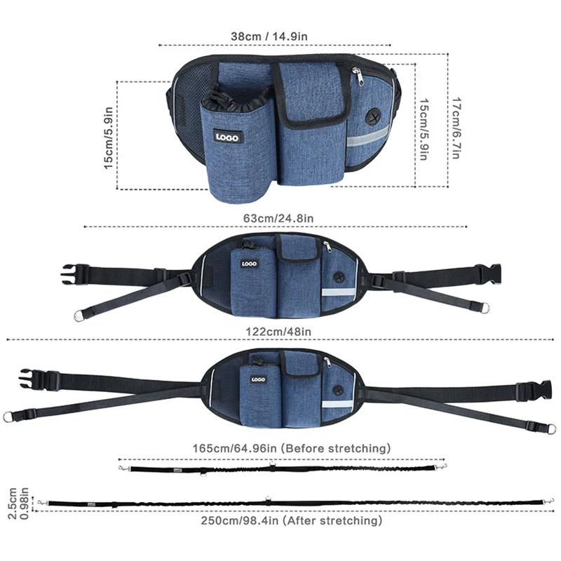 Outdoor Sports Dog Walking Waist Bag with Traction Rope Multifunctional Running Fitness Training Hands Free Pet Jogging Bag