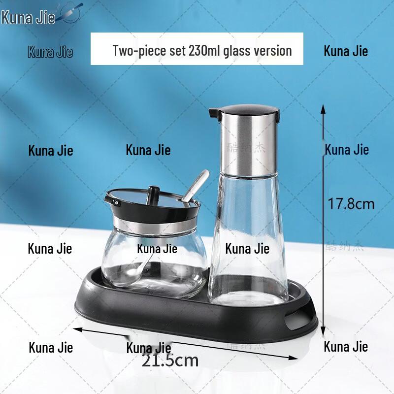 KUNAJIE Stainless Steel & Glass Condiment Dispenser