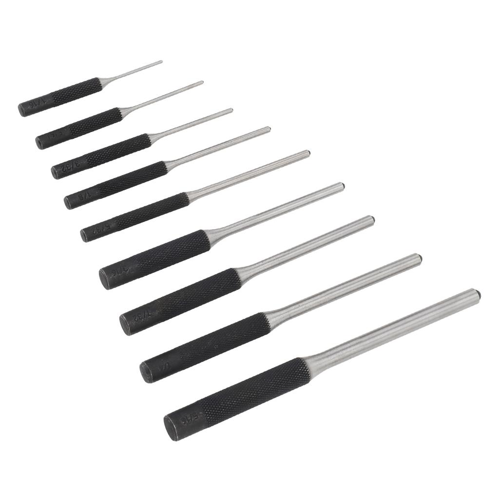 9pcs Roll Pin Punch Set Hardened Steel Removing Pin Punch Tool with Red Storage Pouch For Watch Repair Jewelry Craft