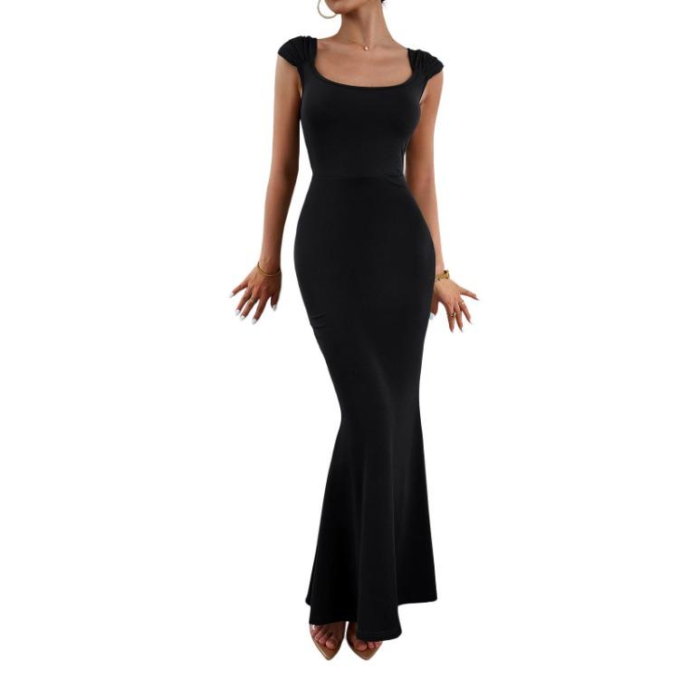 Autumn Women Knitted Dress Slim Sexy Square Collar