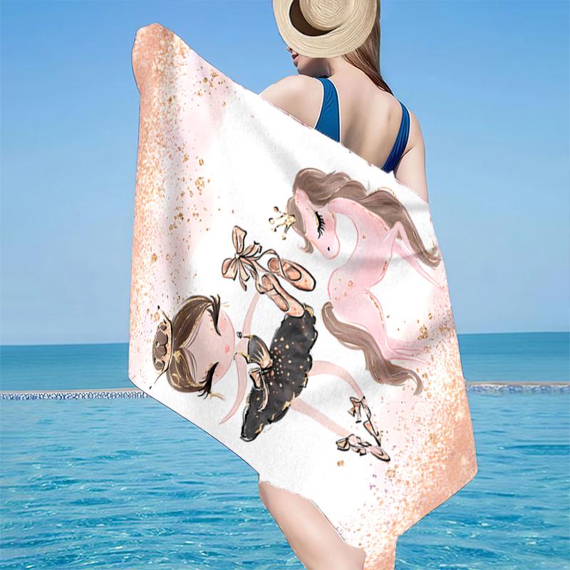 Ballerina And Swan Dance Beach Towel, Super Soft Microfiber, Gift for Her/Him, Birthday, for Pool, Beach, Travel, Home Decor Fan gifts